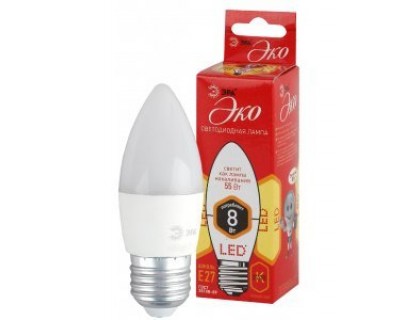 Эра Светодиод. лампа ECO LED B35-8W-827-E27 свеча