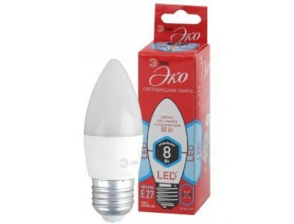 Эра Светодиод. лампа ECO LED B35-8W-840-E27 свеча
