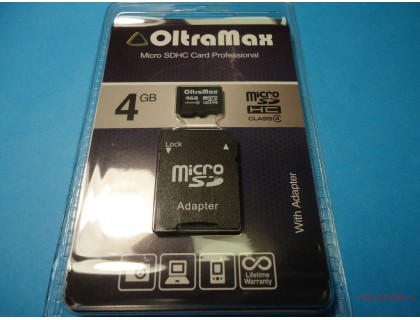 OLTRAMAX 4 GB micro SD карта памяти 4 класс с адаптером
