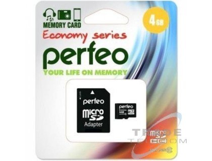 PERFEO 4 GB SDHC 10 класс с адаптером серия ECO