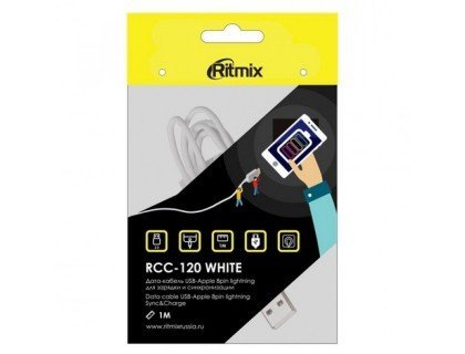 RITMIX Кабель RCC-120 чёрный USB iPhone 5-8 1 метр