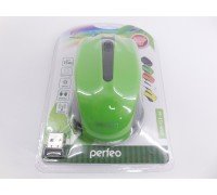 PERFEO/PF-353 Мышь оптическая проводная  1,8 м,черно-зелёная