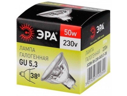 ЭРА Лампа галоген GU5.3-JCDR (MR16)-50W-230V прозрачная